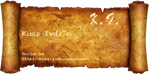 Kusz Iván névjegykártya